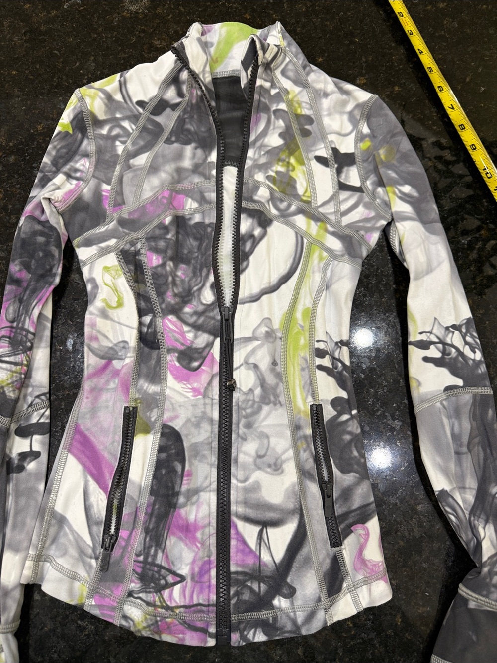 lululemon align athletics White Abstract Print Zip Utility Jacket